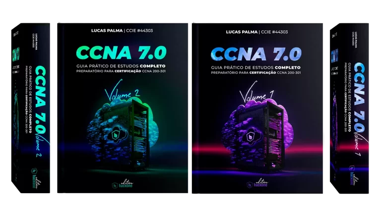 Foto das capas dos volumes 1 e 2 do livro CCNA 7.0.